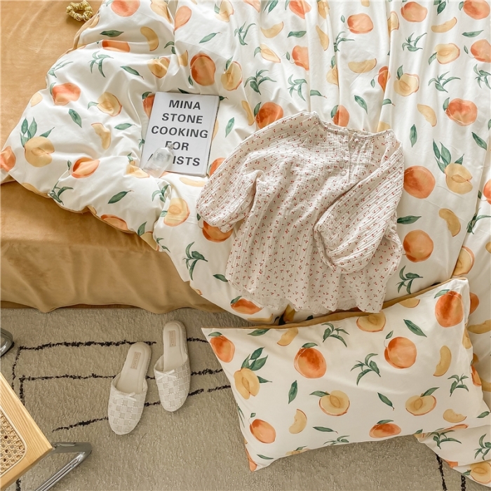 91家纺网 家纺一手货源 找家纺 棉眠 2020新品棉加绒A版纯棉B版水晶绒四件套 果园