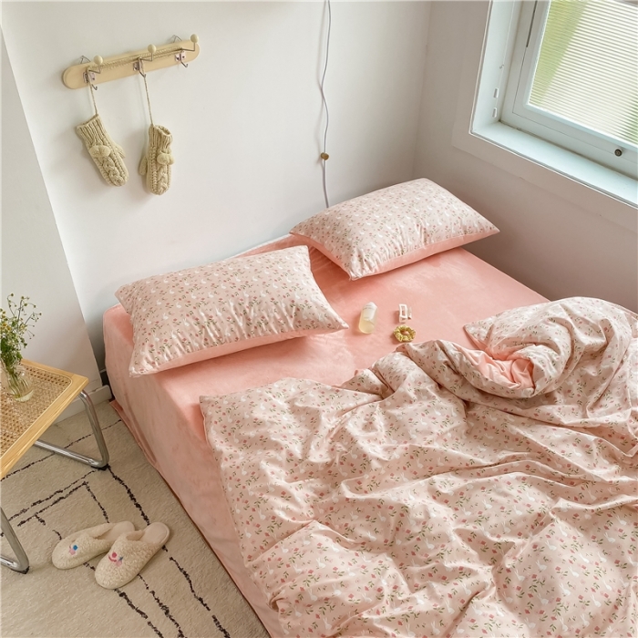 91家纺网 家纺一手货源 找家纺 棉眠 2020新品棉加绒A版纯棉B版水晶绒四件套 瑞贝卡棉加绒