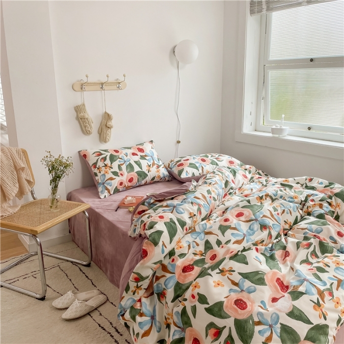 91家纺网 家纺一手货源 找家纺 棉眠 2020新品棉加绒A版纯棉B版水晶绒四件套 塞娜棉加绒