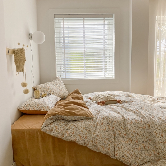 91家纺网 家纺一手货源 找家纺 棉眠 2020新品棉加绒A版纯棉B版水晶绒四件套 夏花棉加绒