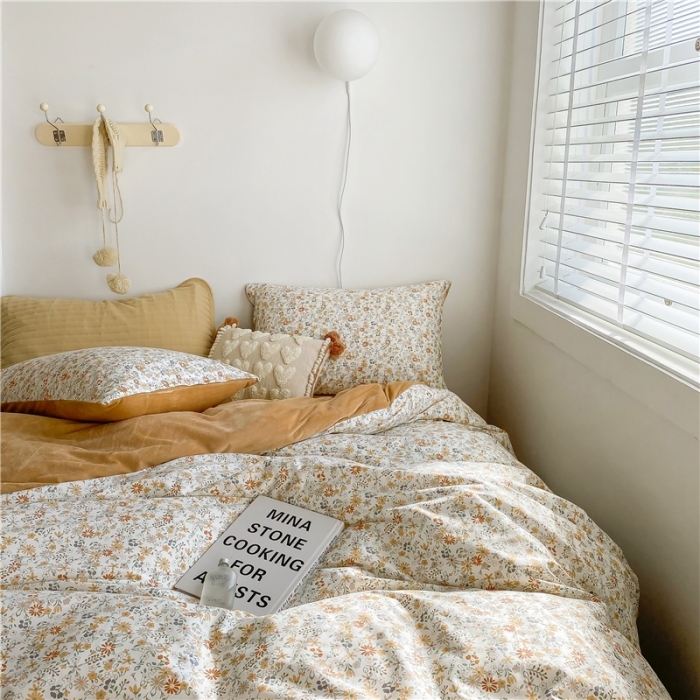 91家纺网 家纺一手货源 找家纺 棉眠 2020新品棉加绒A版纯棉B版水晶绒四件套 夏花棉加绒