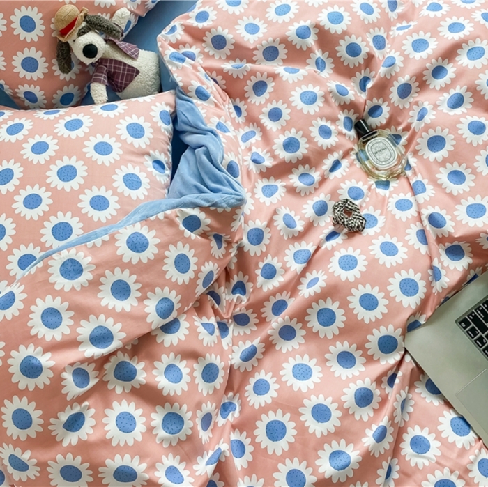 91家纺网 家纺一手货源 找家纺 棉眠 2020新品棉加绒A版纯棉B版水晶绒四件套 向日葵