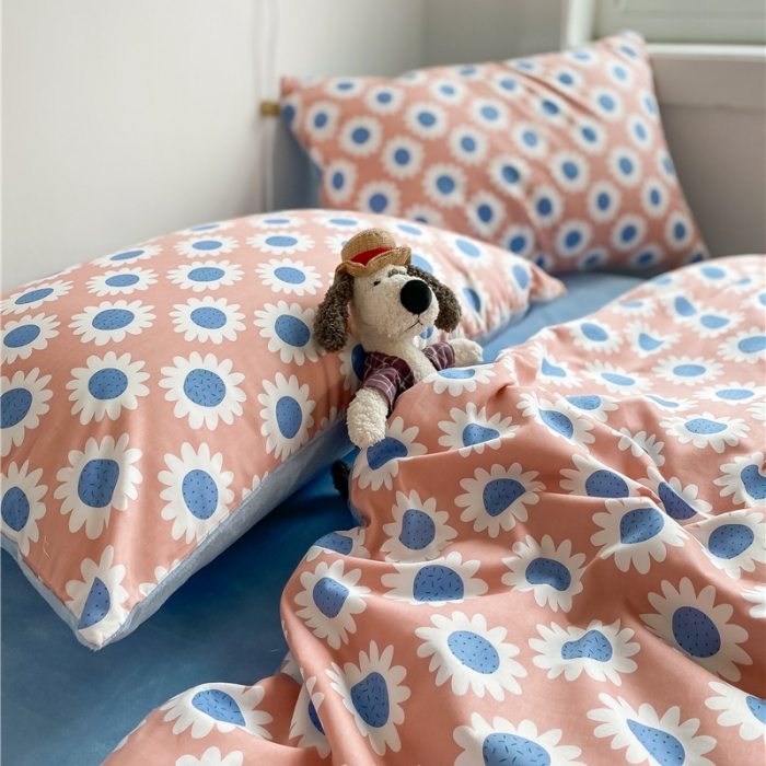 91家纺网 家纺一手货源 找家纺 棉眠 2020新品棉加绒A版纯棉B版水晶绒四件套 向日葵