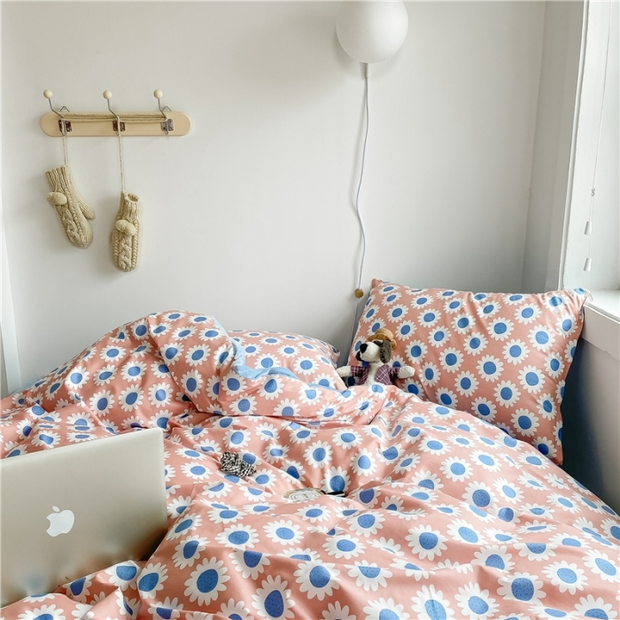 91家纺网 家纺一手货源 找家纺 棉眠 2020新品棉加绒A版纯棉B版水晶绒四件套 向日葵