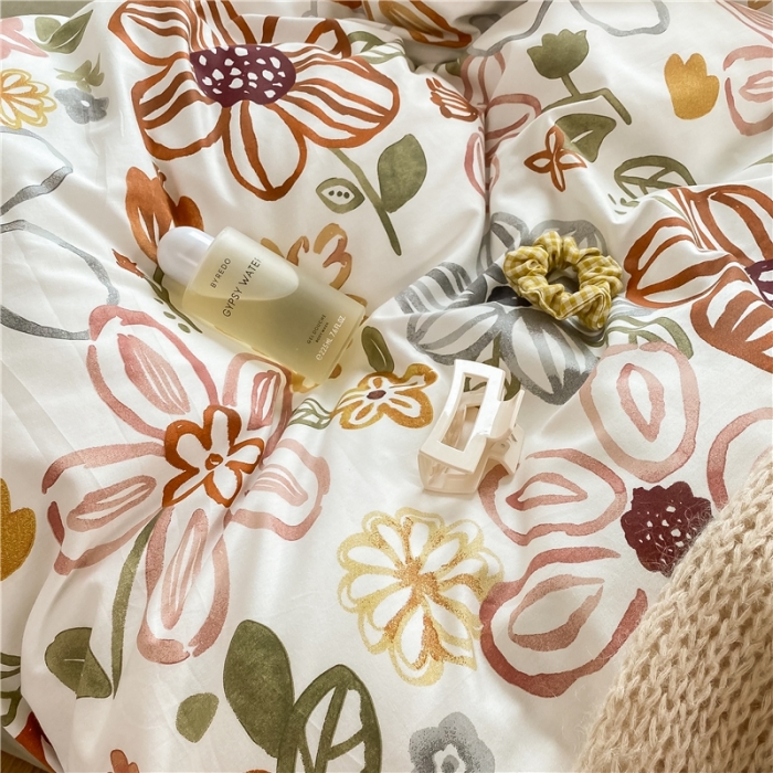 91家纺网 家纺一手货源 找家纺 棉眠 2020新品棉加绒A版纯棉B版水晶绒四件套 绽放