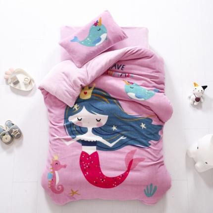 91家纺网 家纺一手货源 找家纺 鱼宝 2020新款大版牛奶绒婴童套件多件套 人鱼公主