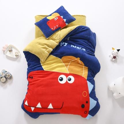 91家纺网 家纺一手货源 找家纺 鱼宝 2020新款大版牛奶绒婴童套件多件套 嘻哈恐龙