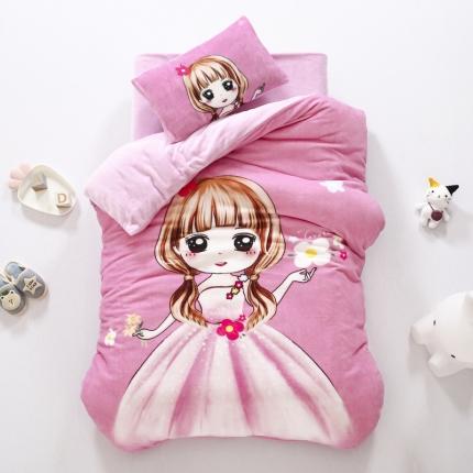 91家纺网 家纺一手货源 找家纺 鱼宝 2020新款大版牛奶绒婴童套件多件套 小女孩