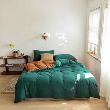 91家纺网 家纺一手货源 找家纺 风向标2020新款秋冬全棉针织撞色&amp;双拼四件套 双拼-莫糖