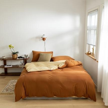 91家纺网 家纺一手货源 找家纺 （总）风向标2020新款秋冬全棉针织撞色&amp;双拼四件套