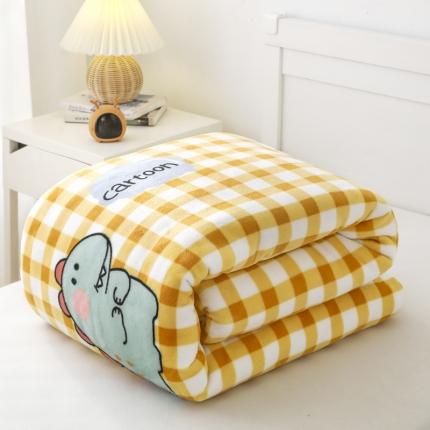91家纺网 家纺一手货源 找家纺 鱼宝 2020新款牛奶绒婴童被子 格子恐龙黄
