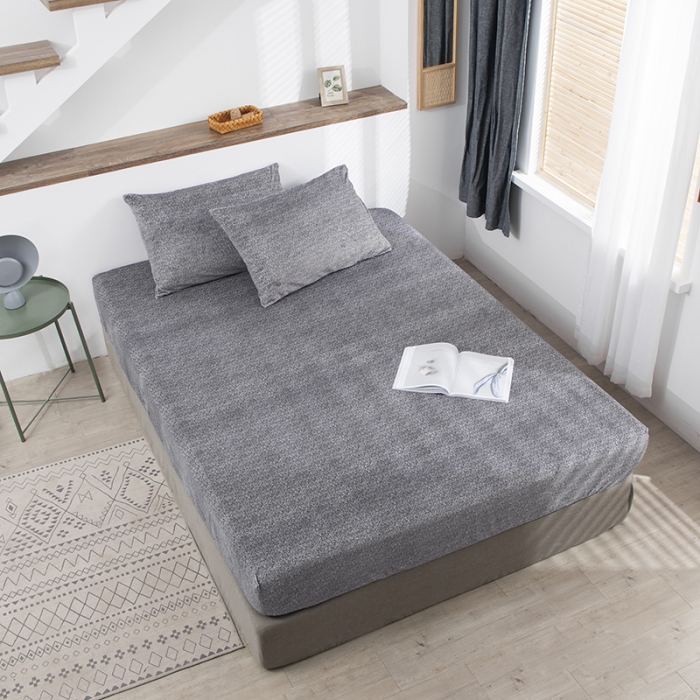 91家纺网 家纺一手货源 找家纺 小米笠 2020新款牛奶绒单床笠 雪花灰