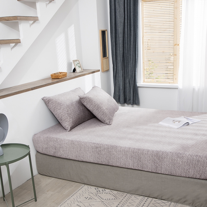 91家纺网 家纺一手货源 找家纺 小米笠 2020新款牛奶绒单床笠 雪花咖