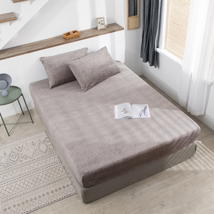 91家纺网 家纺一手货源 找家纺 小米笠 2020新款牛奶绒单床笠 雪花咖