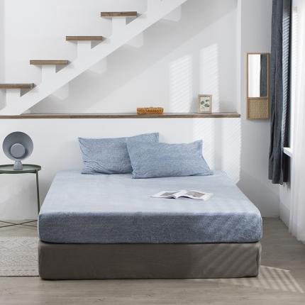 小米笠 2020新款牛奶绒单床笠 雪花蓝