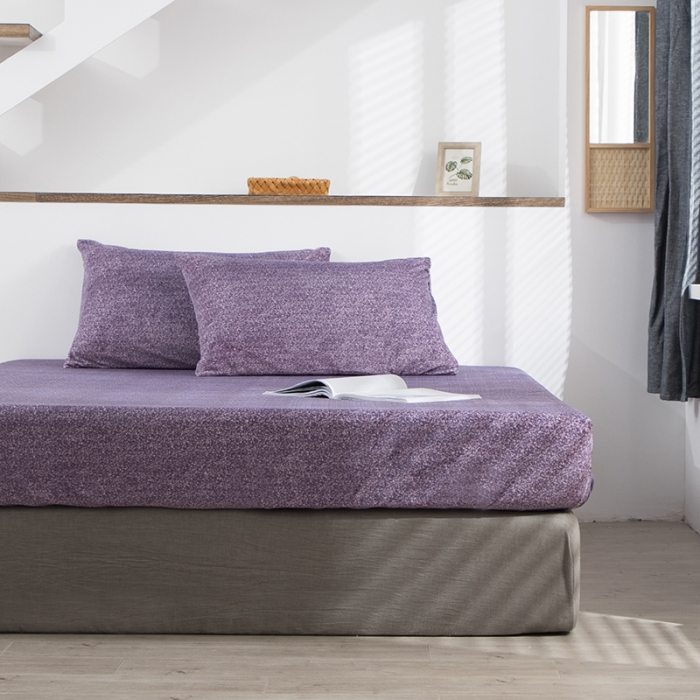 91家纺网 家纺一手货源 找家纺 小米笠 2020新款牛奶绒单床笠 雪花紫