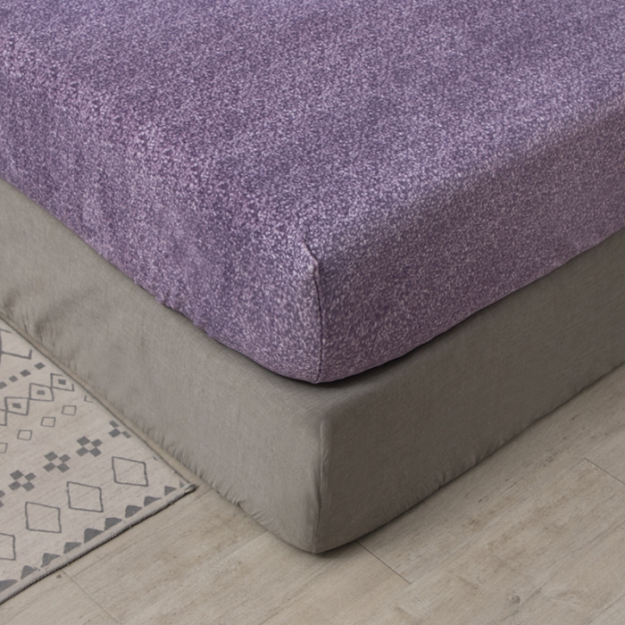 91家纺网 家纺一手货源 找家纺 小米笠 2020新款牛奶绒单床笠 雪花紫