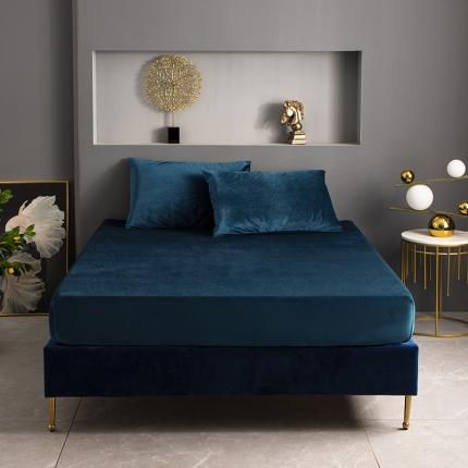 91家纺网 家纺一手货源 找家纺 小米笠 2020新款宝宝绒单床笠 午夜蓝