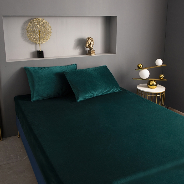 91家纺网 家纺一手货源 找家纺 小米笠 2020新款宝宝绒单床笠 帝王绿