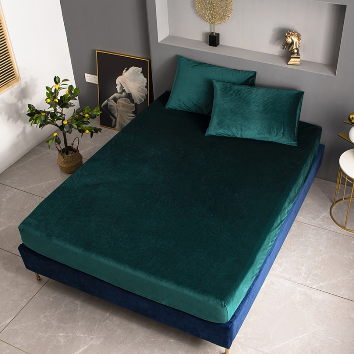 91家纺网 家纺一手货源 找家纺 小米笠 2020新款宝宝绒单床笠 帝王绿