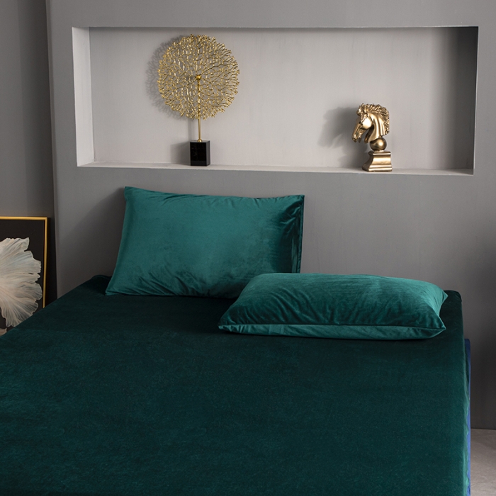 91家纺网 家纺一手货源 找家纺 小米笠 2020新款宝宝绒单床笠 帝王绿