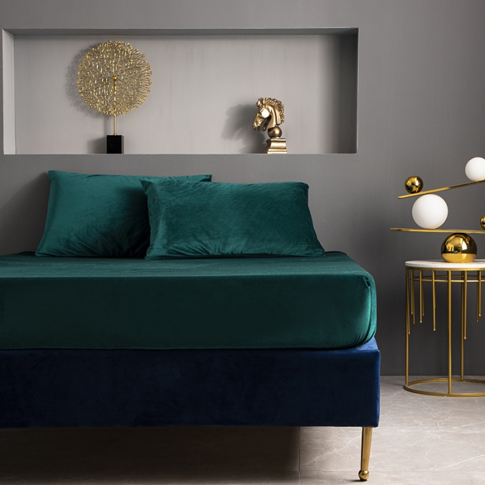 91家纺网 家纺一手货源 找家纺 小米笠 2020新款宝宝绒单床笠 帝王绿