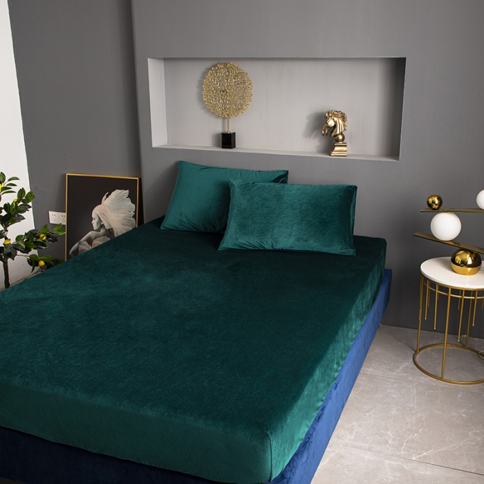 91家纺网 家纺一手货源 找家纺 小米笠 2020新款宝宝绒单床笠 帝王绿