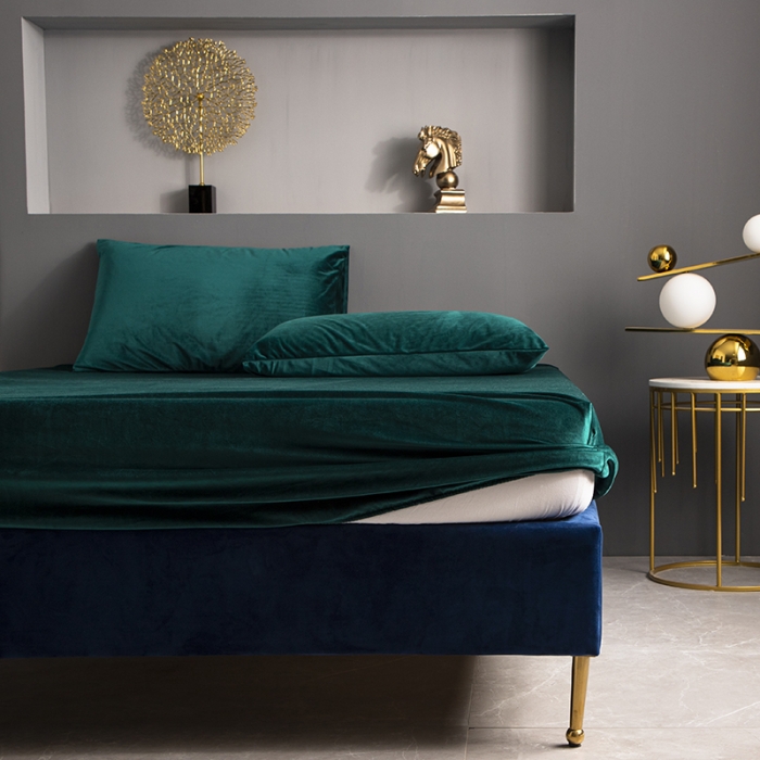 91家纺网 家纺一手货源 找家纺 小米笠 2020新款宝宝绒单床笠 帝王绿