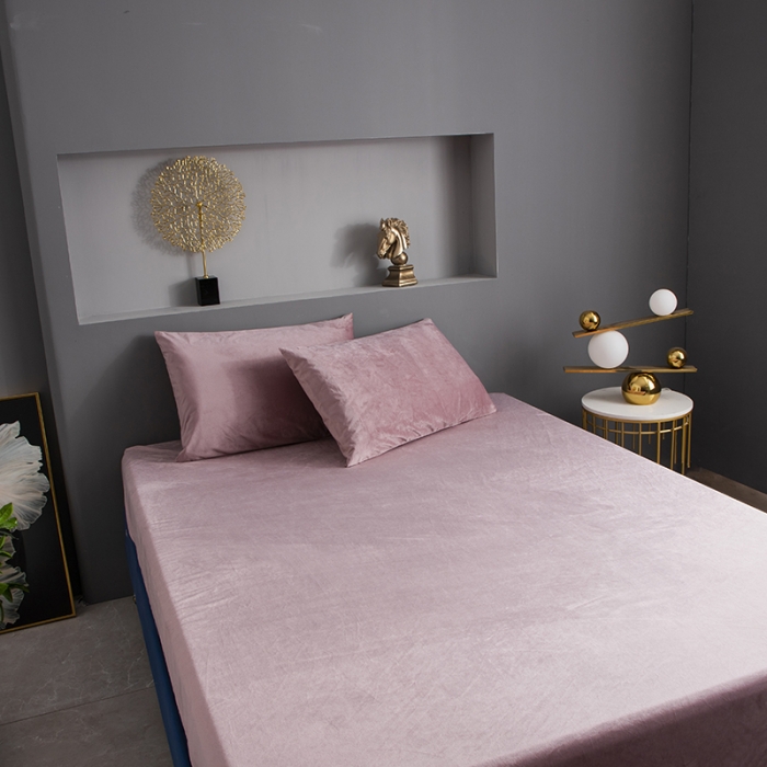 91家纺网 家纺一手货源 找家纺 小米笠 2020新款宝宝绒单床笠 豆沙色