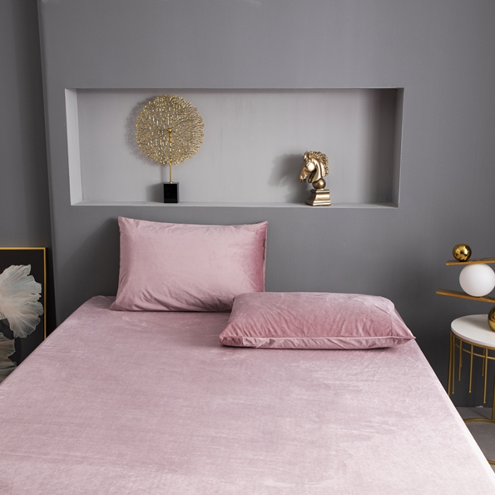 91家纺网 家纺一手货源 找家纺 小米笠 2020新款宝宝绒单床笠 豆沙色