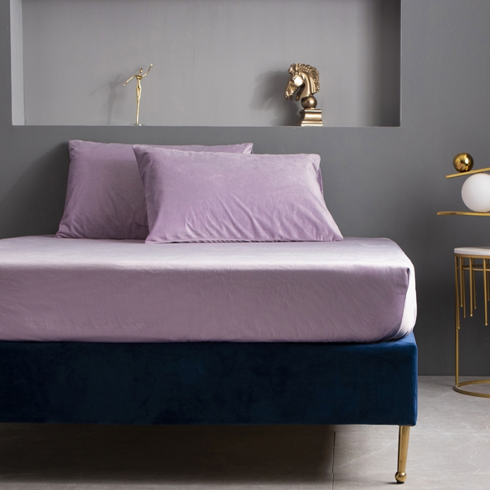 91家纺网 家纺一手货源 找家纺 小米笠 2020新款宝宝绒单床笠 霓虹紫