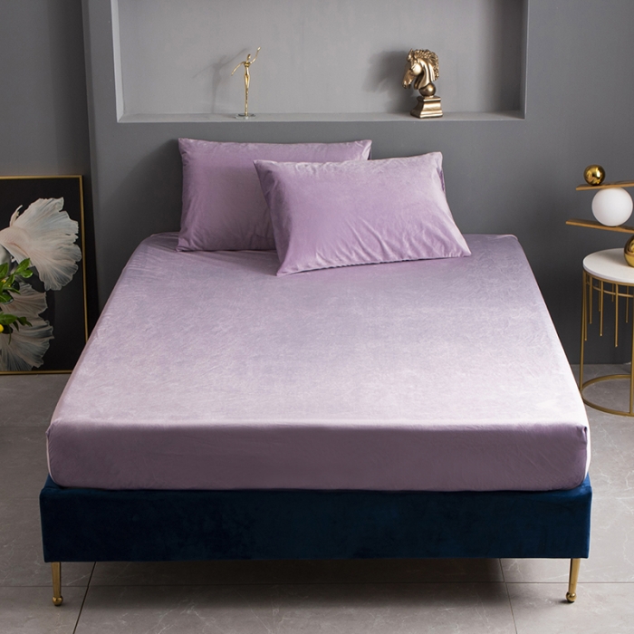 91家纺网 家纺一手货源 找家纺 小米笠 2020新款宝宝绒单床笠 霓虹紫