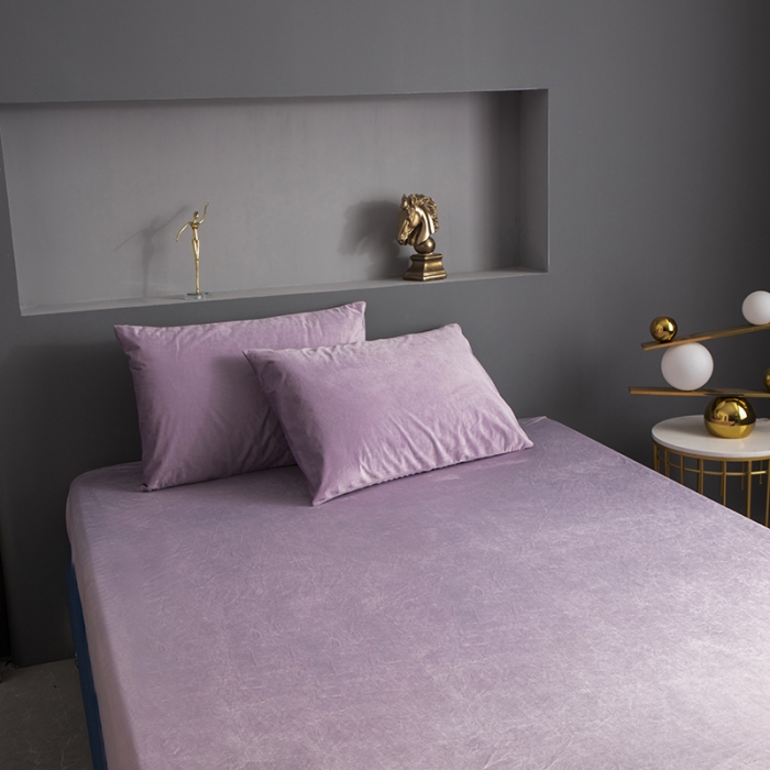 91家纺网 家纺一手货源 找家纺 小米笠 2020新款宝宝绒单床笠 霓虹紫