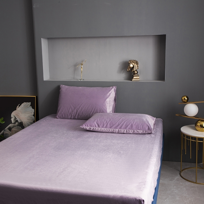 91家纺网 家纺一手货源 找家纺 小米笠 2020新款宝宝绒单床笠 霓虹紫