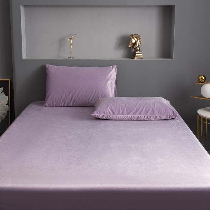 91家纺网 家纺一手货源 找家纺 小米笠 2020新款宝宝绒单床笠 霓虹紫