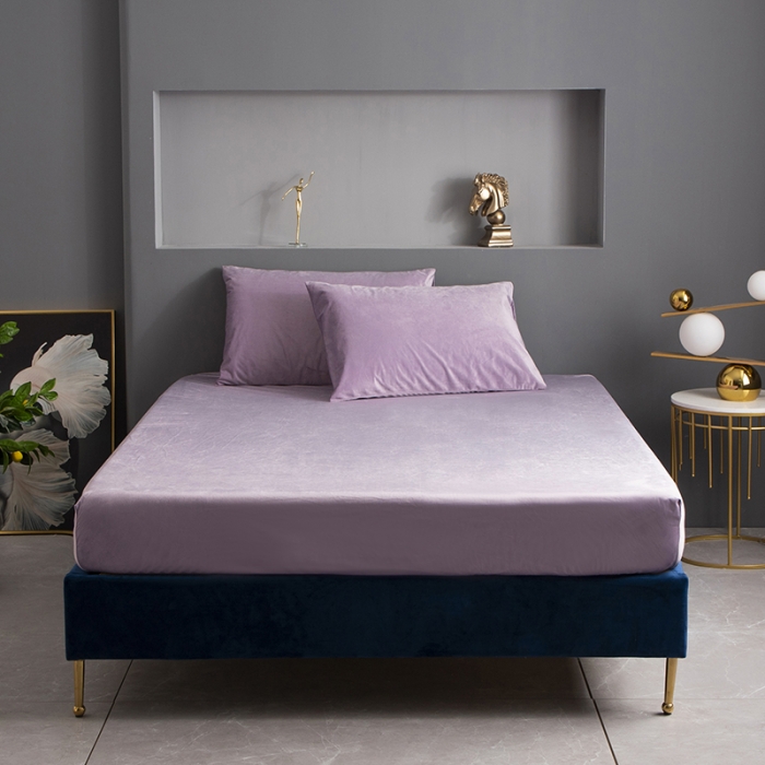 91家纺网 家纺一手货源 找家纺 小米笠 2020新款宝宝绒单床笠 霓虹紫