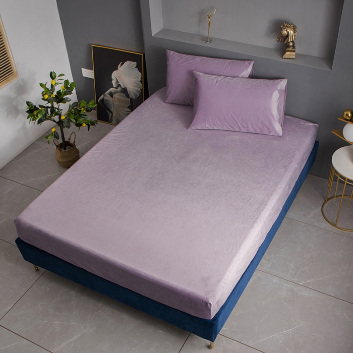 91家纺网 家纺一手货源 找家纺 小米笠 2020新款宝宝绒单床笠 霓虹紫