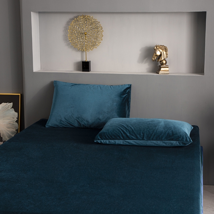 91家纺网 家纺一手货源 找家纺 小米笠 2020新款宝宝绒单床笠 午夜蓝