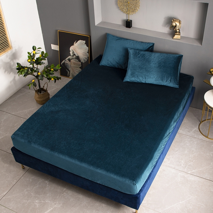 91家纺网 家纺一手货源 找家纺 小米笠 2020新款宝宝绒单床笠 午夜蓝