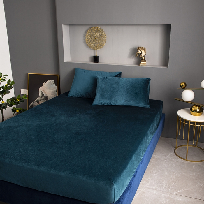 91家纺网 家纺一手货源 找家纺 小米笠 2020新款宝宝绒单床笠 午夜蓝