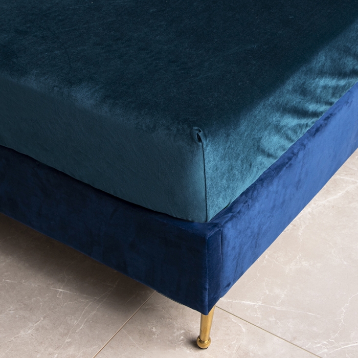 91家纺网 家纺一手货源 找家纺 小米笠 2020新款宝宝绒单床笠 午夜蓝