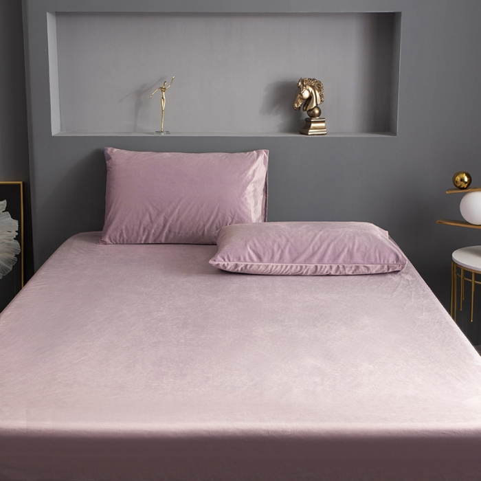 91家纺网 家纺一手货源 找家纺 小米笠 2020新款宝宝绒单床笠 胭脂粉