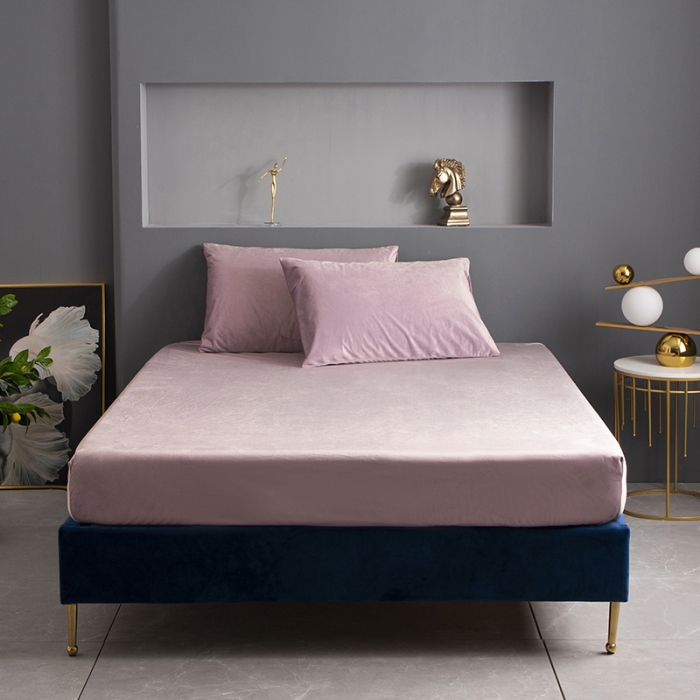 91家纺网 家纺一手货源 找家纺 小米笠 2020新款宝宝绒单床笠 胭脂粉