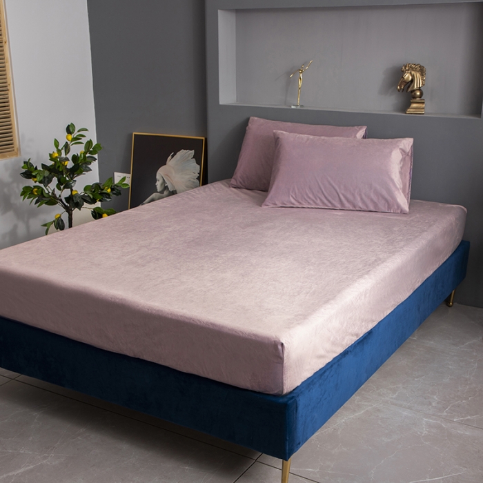 91家纺网 家纺一手货源 找家纺 小米笠 2020新款宝宝绒单床笠 胭脂粉