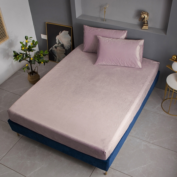 91家纺网 家纺一手货源 找家纺 小米笠 2020新款宝宝绒单床笠 胭脂粉