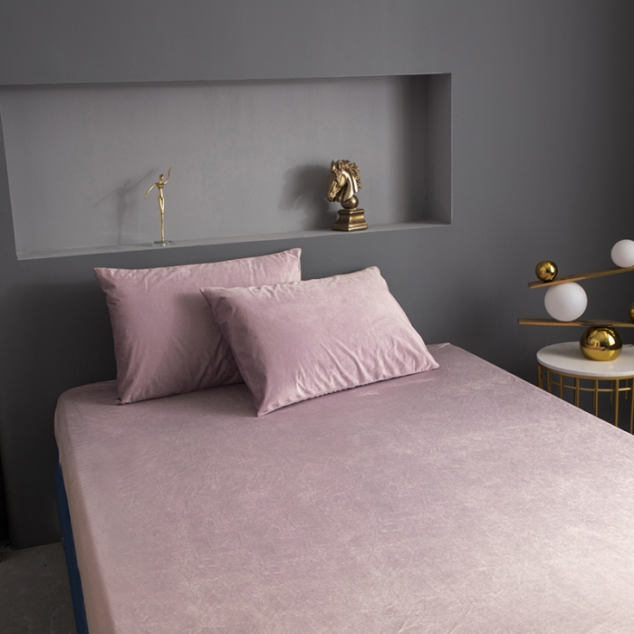 91家纺网 家纺一手货源 找家纺 小米笠 2020新款宝宝绒单床笠 胭脂粉