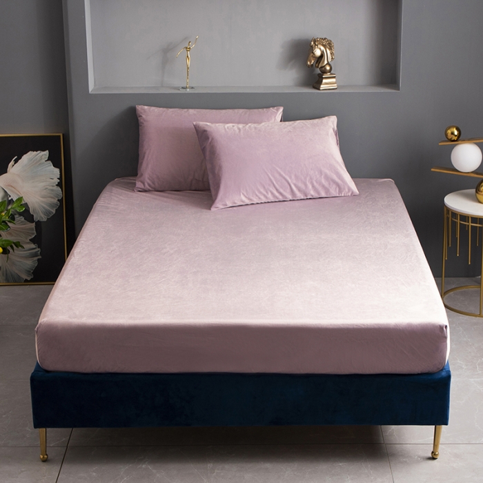 91家纺网 家纺一手货源 找家纺 小米笠 2020新款宝宝绒单床笠 胭脂粉