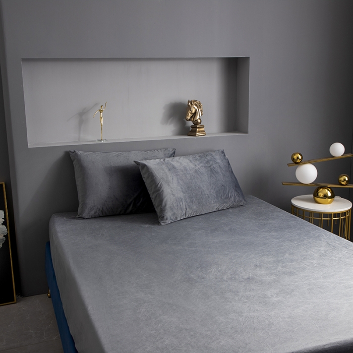 91家纺网 家纺一手货源 找家纺 小米笠 2020新款宝宝绒单床笠 月光银