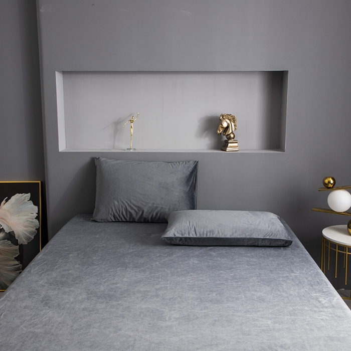 91家纺网 家纺一手货源 找家纺 小米笠 2020新款宝宝绒单床笠 月光银