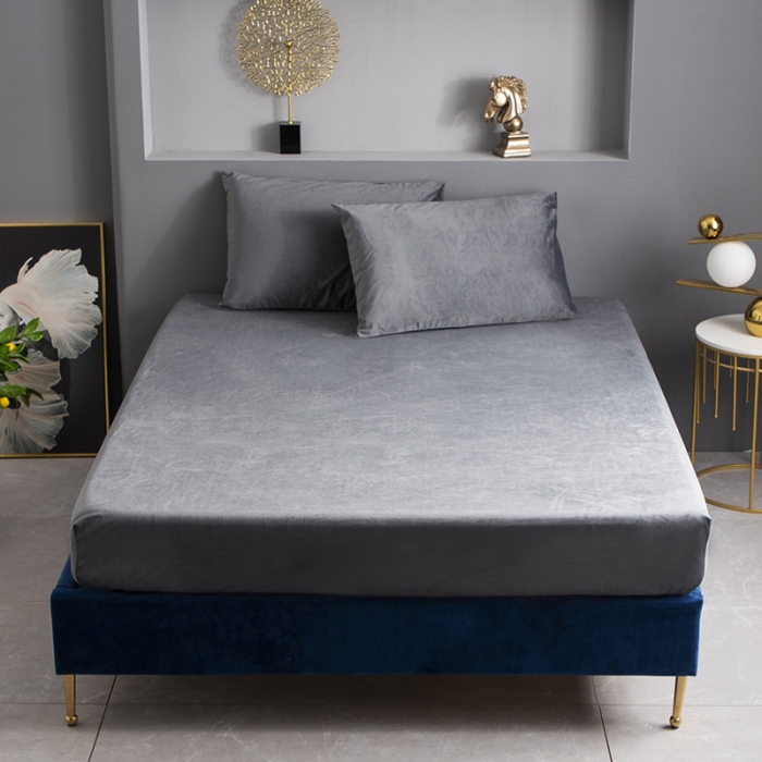 91家纺网 家纺一手货源 找家纺 小米笠 2020新款宝宝绒单床笠 月光银